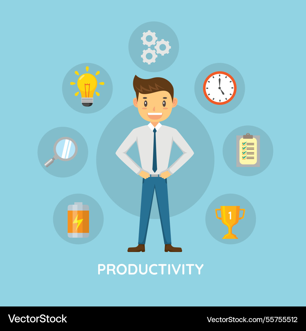 Modern productivity concept with flat design Vector Image