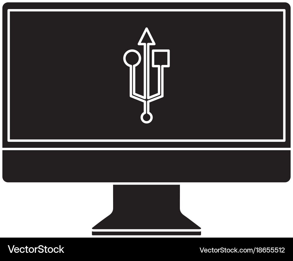 Monitor computer usb app button screen Vector Image