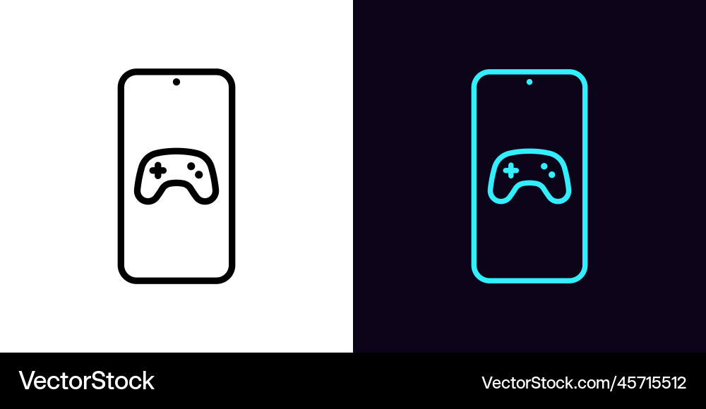 Outline game phone icon with editable stroke Outline game phone icon with editable stroke Vector Image
