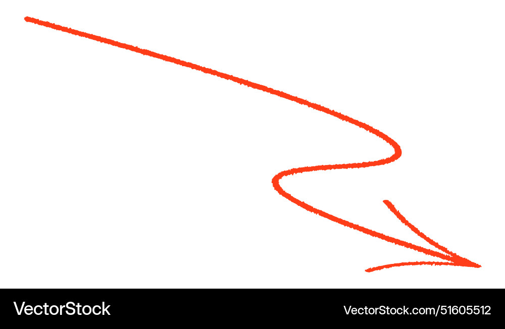 Red curved arrow pointing down right Red curved arrow pointing down right vector image