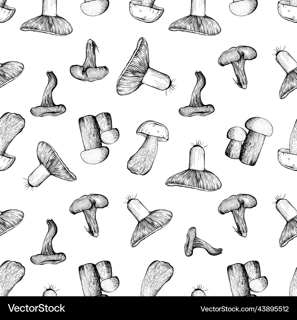 Seamless pattern with assorted mushrooms Vector Image