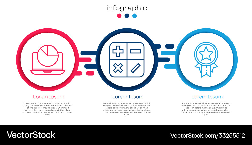 Set line laptop with graph chart calculator Vector Image
