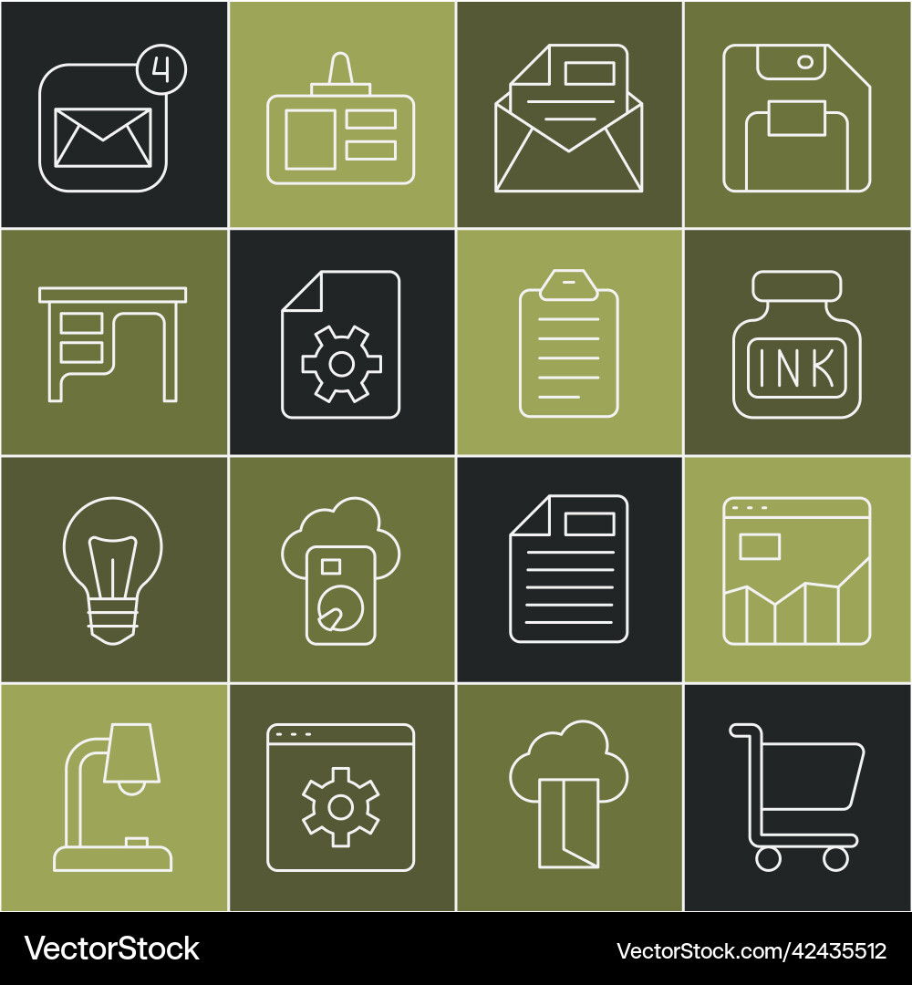 Set line shopping cart graph chart infographic Vector Image