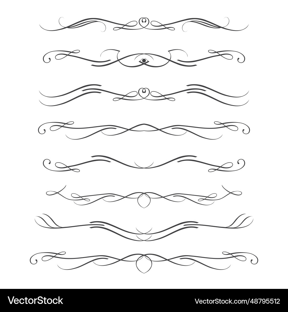 Set of calligraphic design elements- dividersthin Vector Image