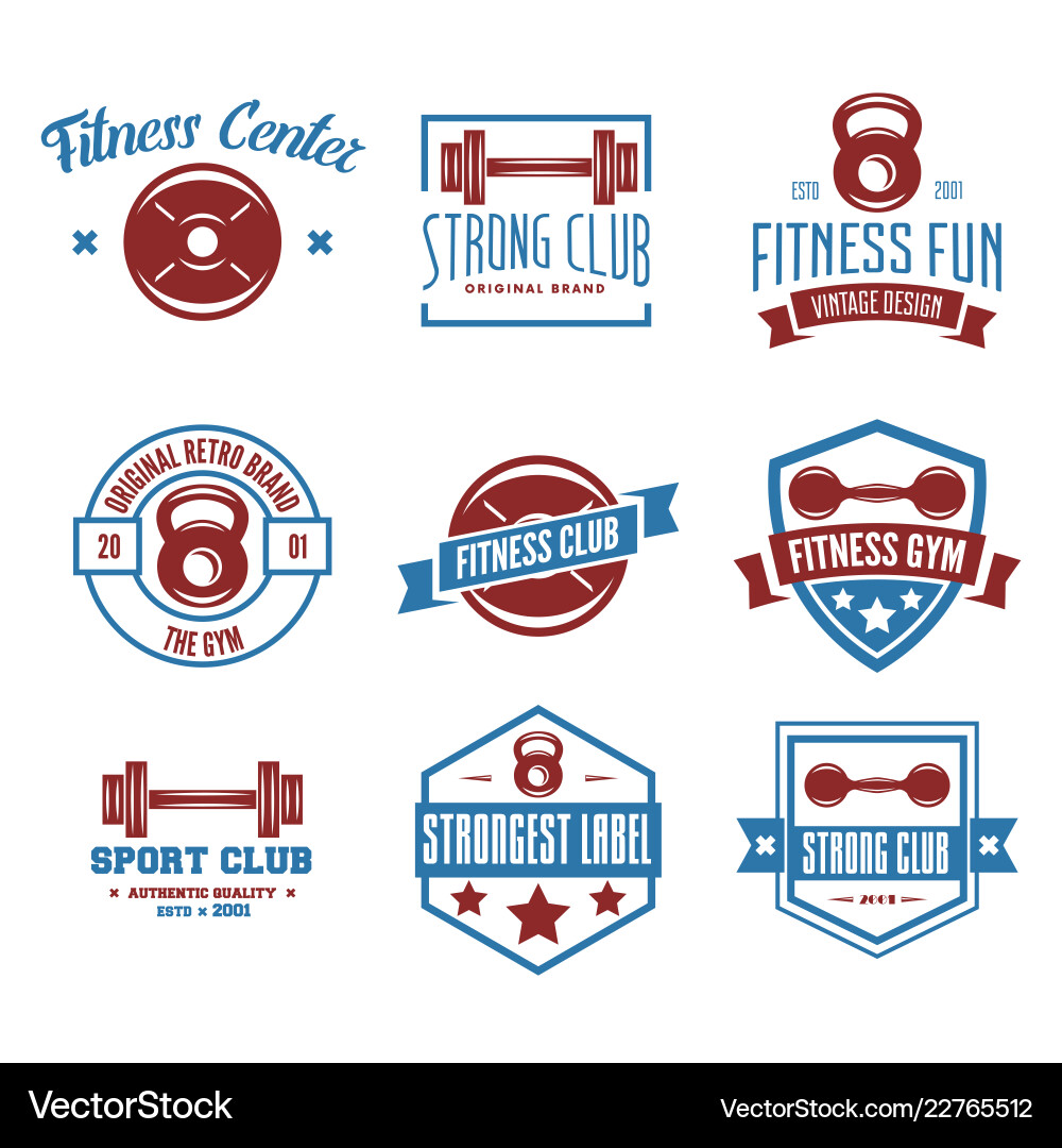 Set of fitness emblems signs labels badges Vector Image