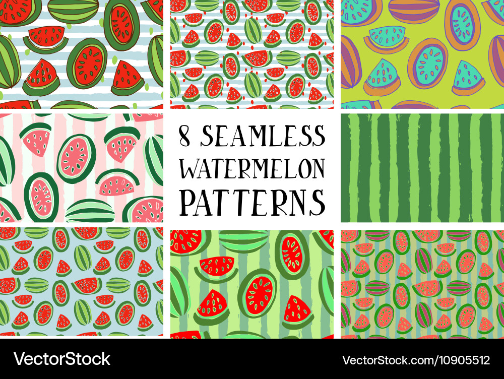 Set of patterns from watermelon Vector Image