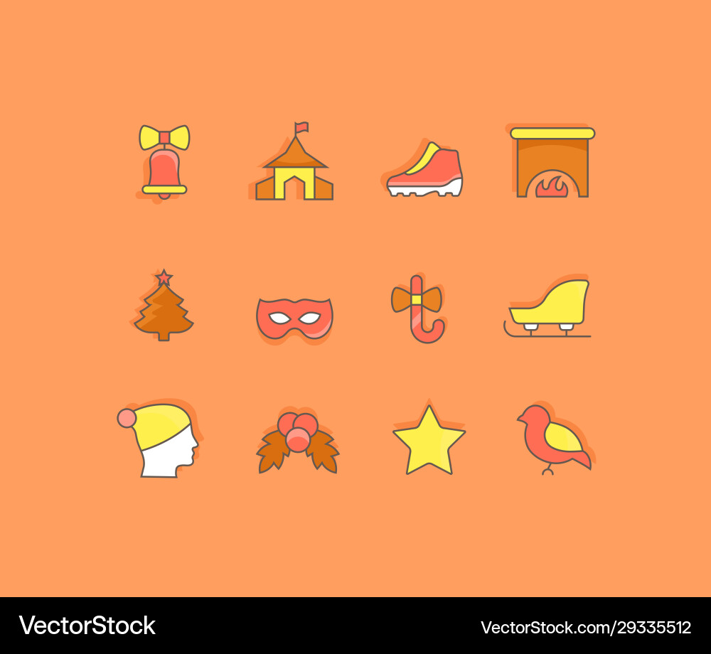 Set simple line icons winter Set simple line icons winter vector image