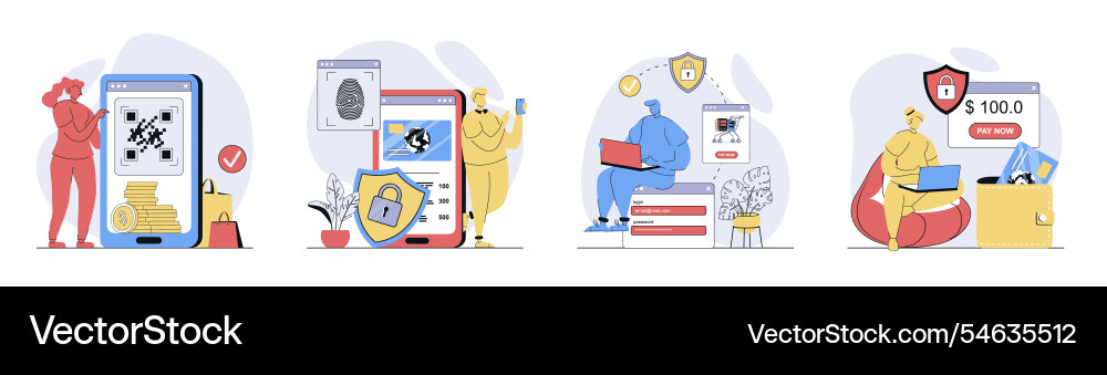 Sicheres Zahlungskonzept in flachem Design für Web Vektorbild