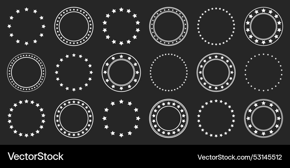 Stars of various sizes arranged in a circle round Stars of various sizes arranged in a circle round vector image