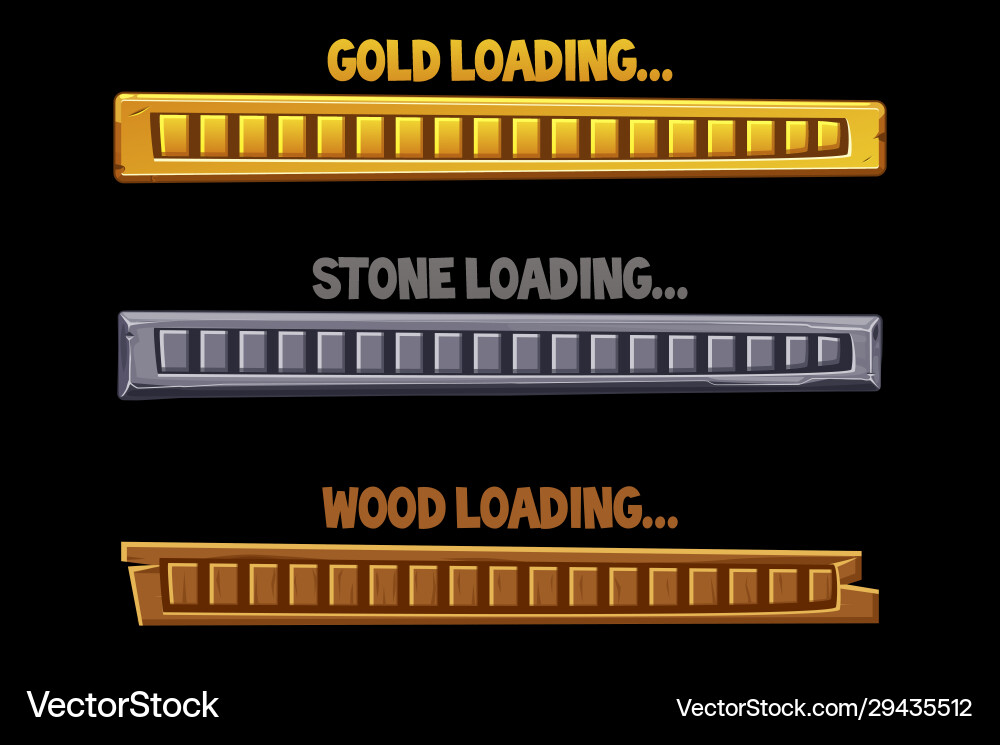 Textured loading interface buttons golden stone Vector Image