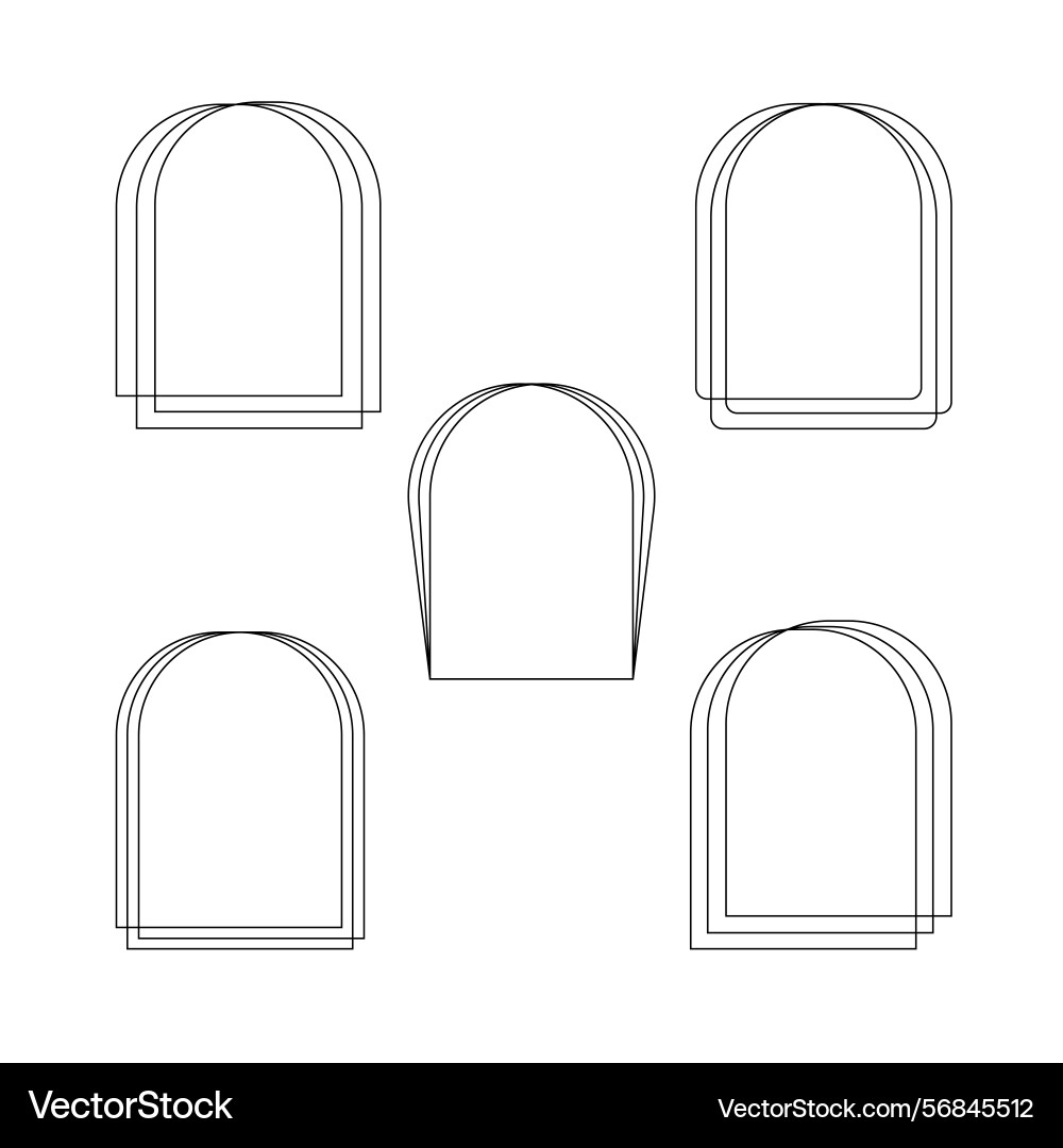 Thin elegant minimalist frames in form of arch set Vector Image