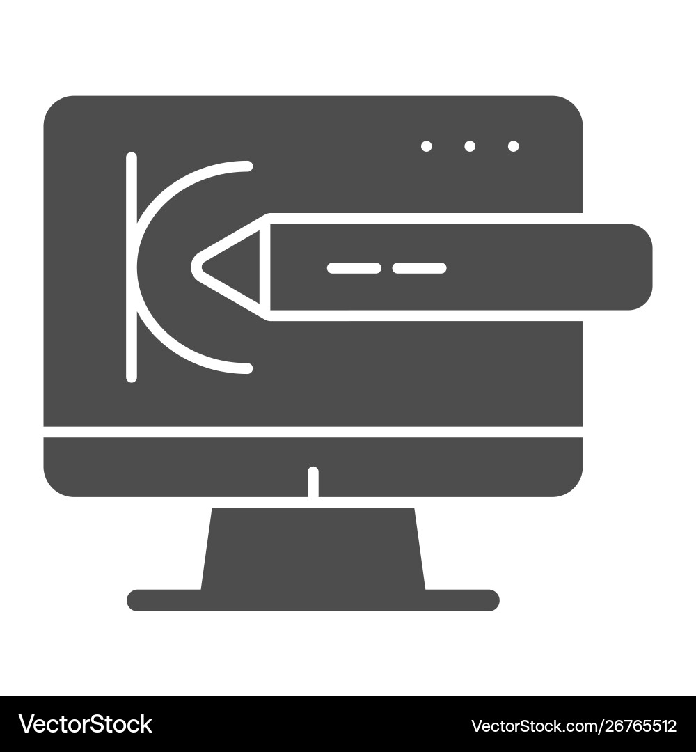 Touchscreen display and pen solid icon screen Vector Image