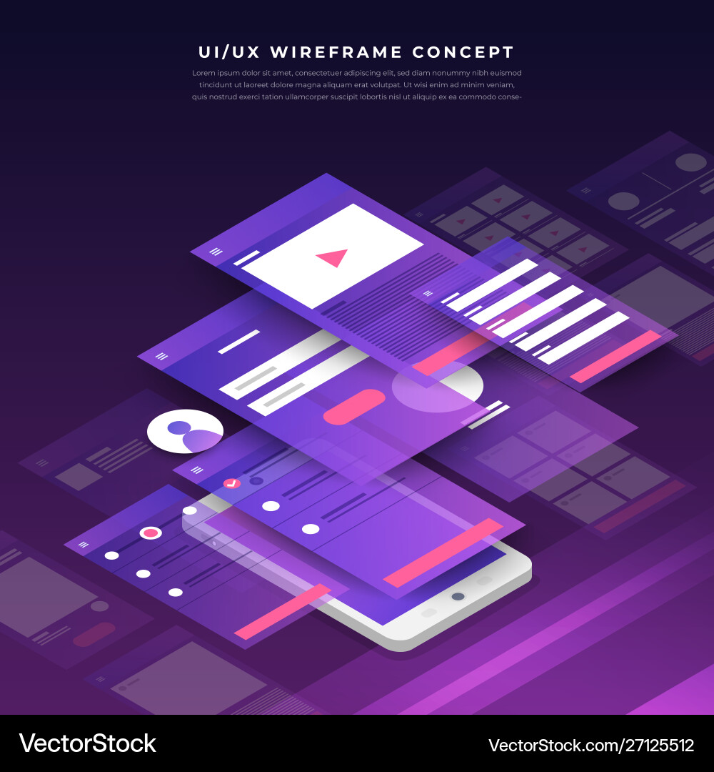 Ux ui flowchart mock-ups mobile Anwendung Ux ui flowchart mock-ups mobile Anwendung vektorbild