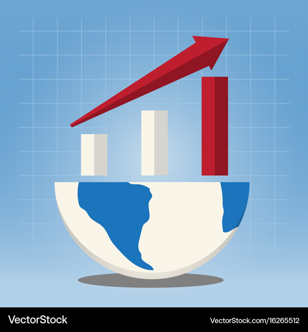 World with business chart graph vector image