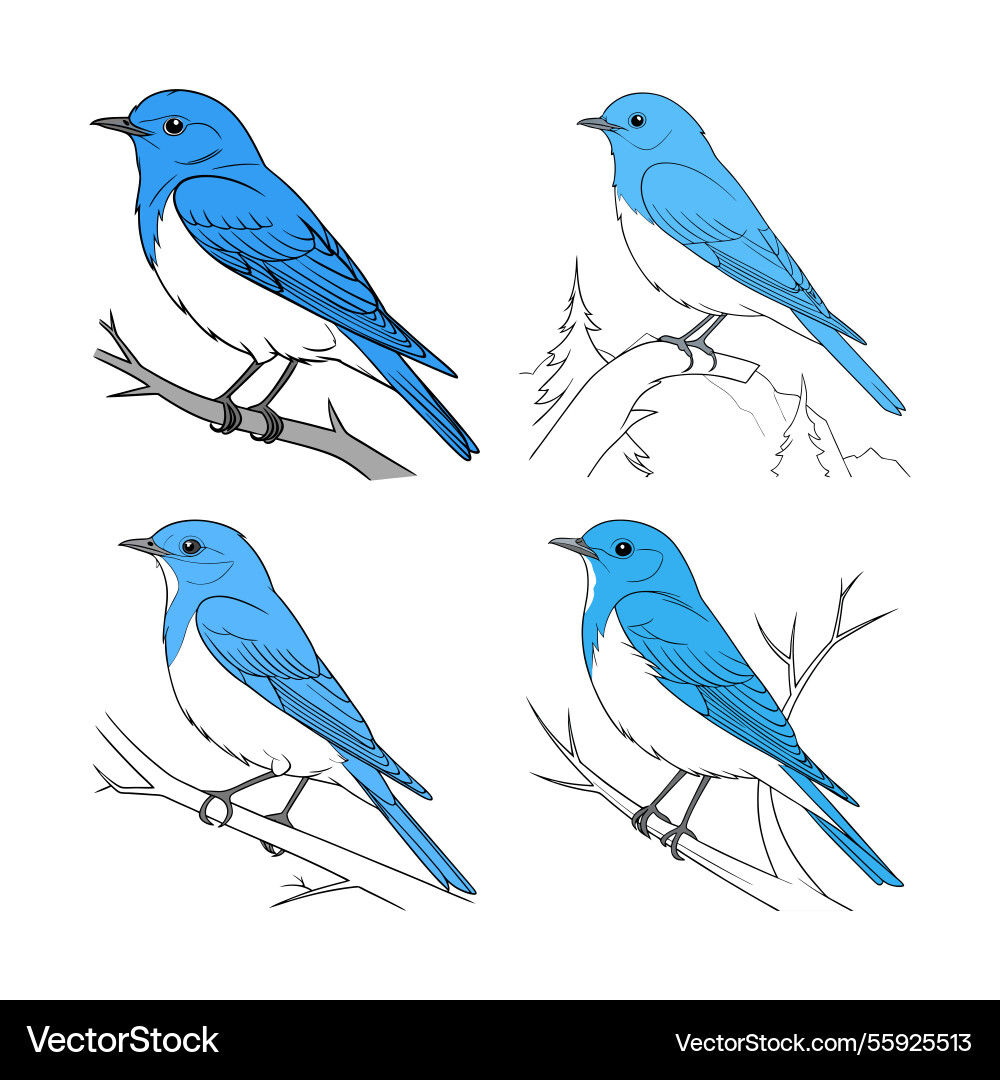 Ai-generated set of bird design Vector Image