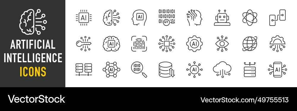 Artificial intelligence web icons in line style Vector Image