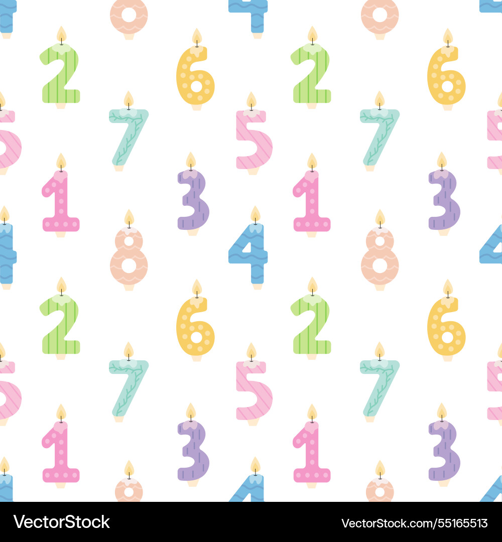 Candles numbers shape seamless pattern Vector Image