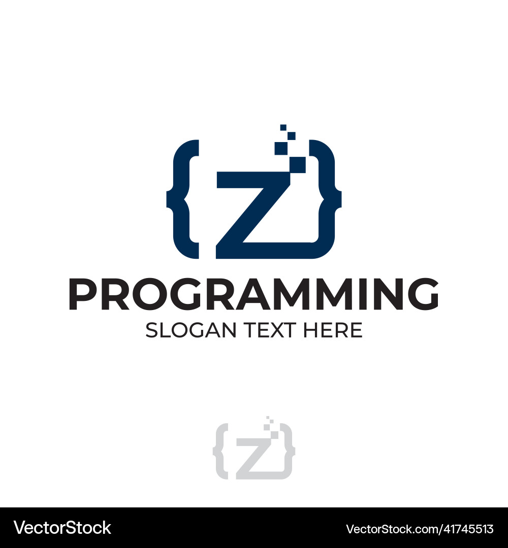 Digital code logo with letter z design coding Vector Image
