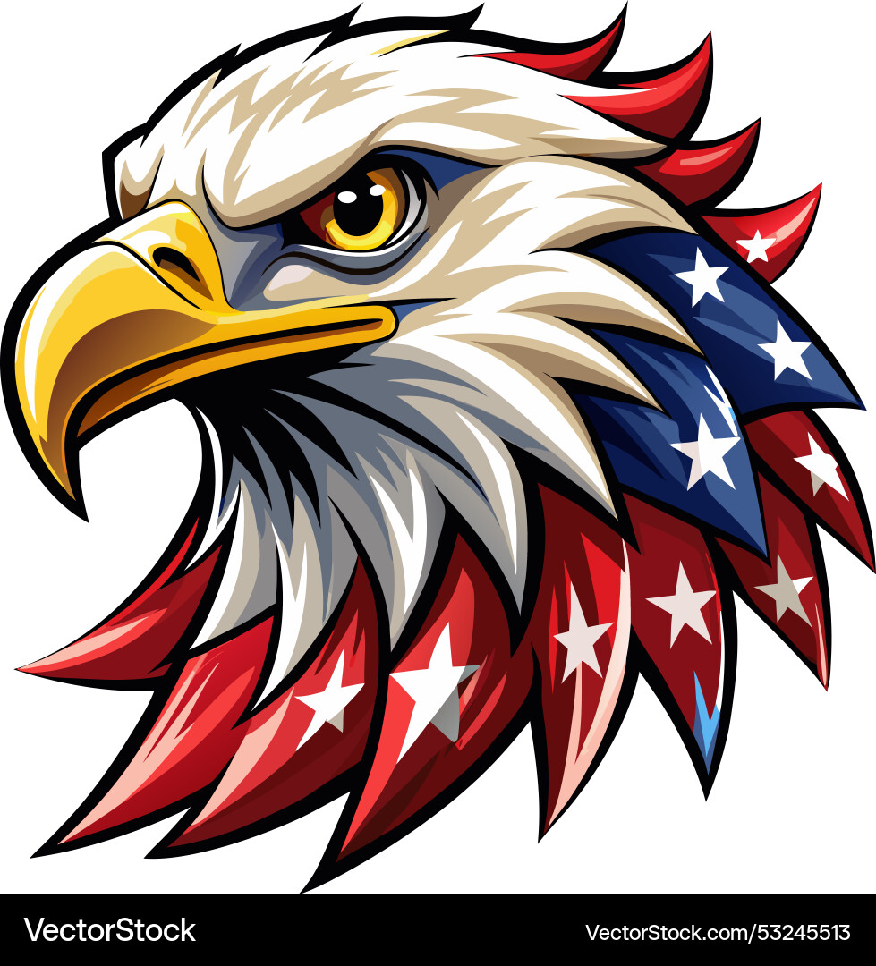 Eagle head with american flag pattern Royalty Free Vector