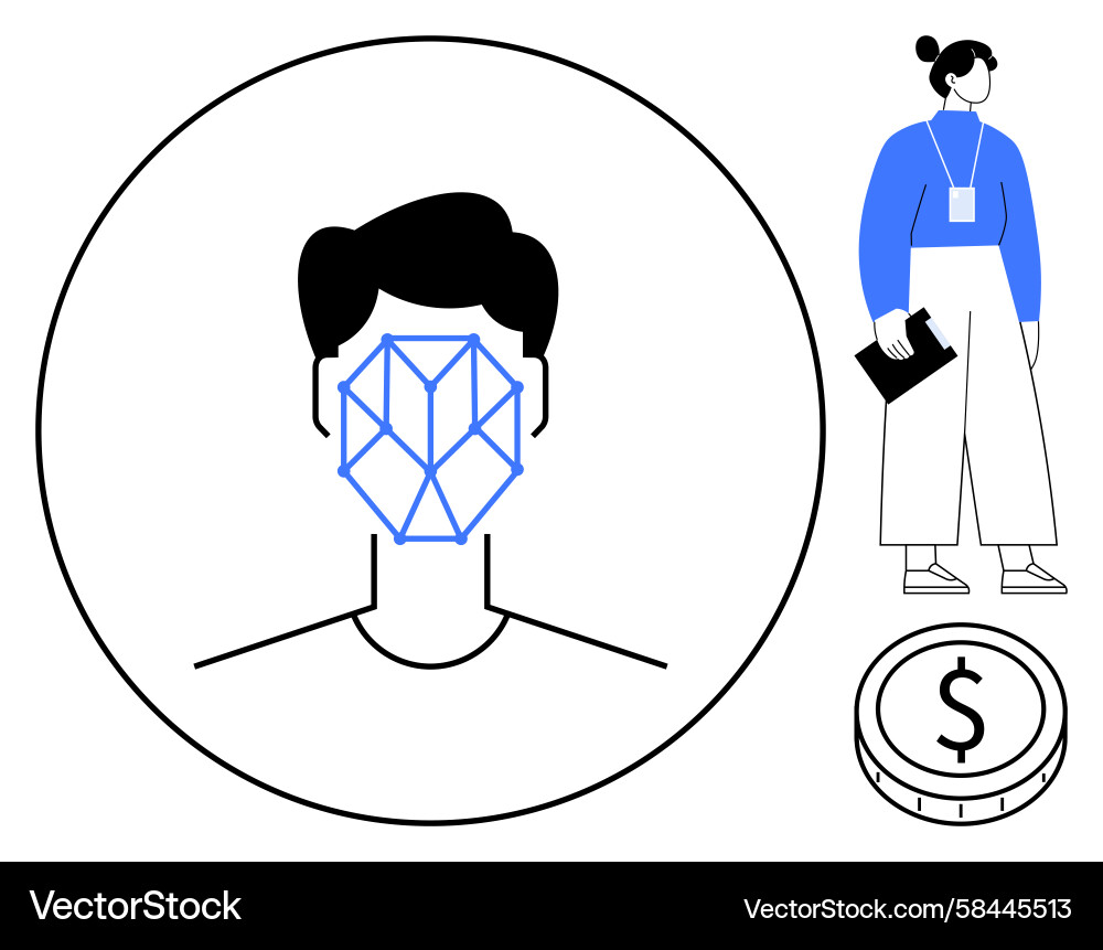Face Recognition & Security Tech Vector Image