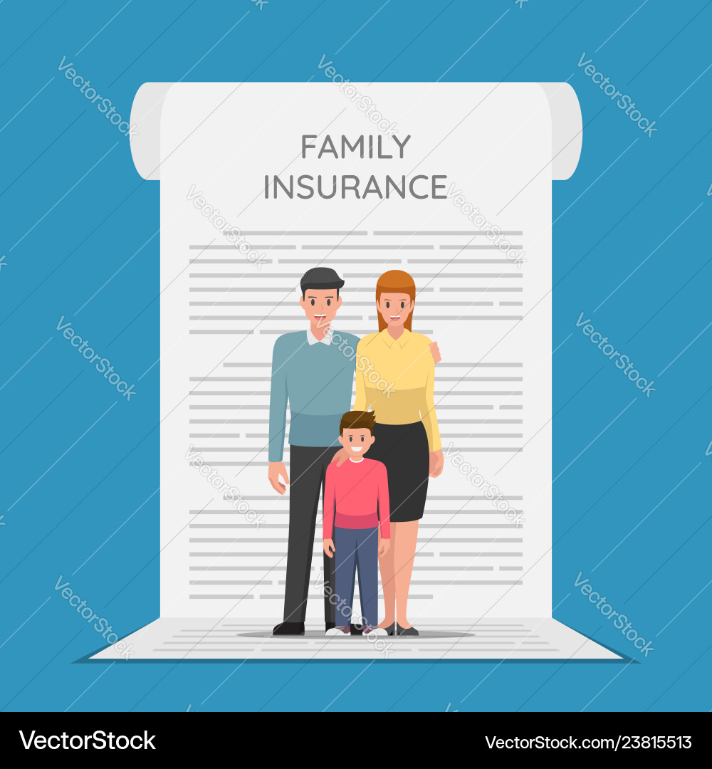 Family members are standing on the insurance vector image