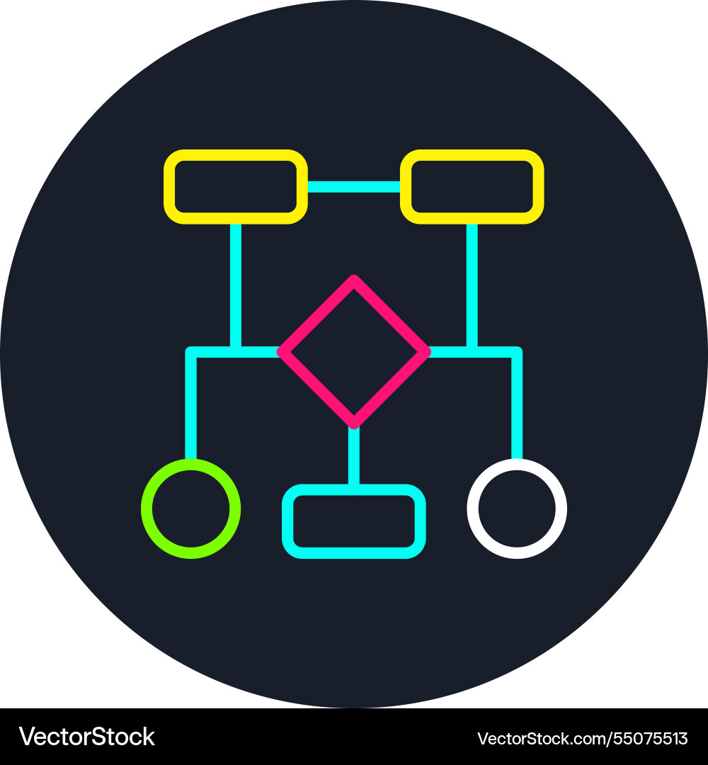 Flow chart line multi color icon vector image
