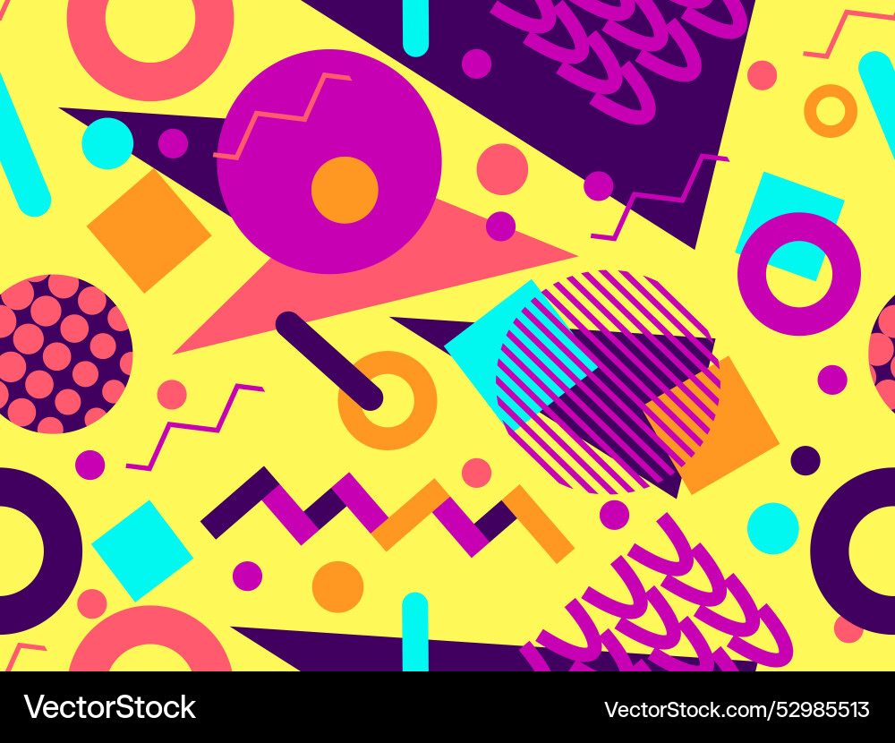 Geometric seamless pattern with memphis elements Geometric seamless pattern with memphis elements vector image