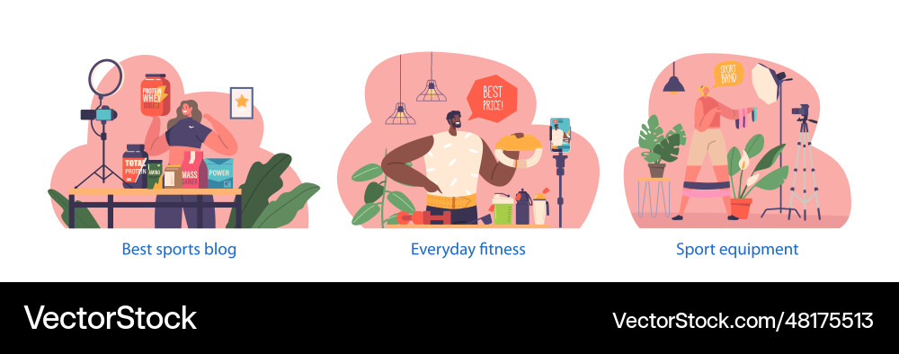 Isolated elements with influencer characters Isolated elements with influencer characters Vector Image
