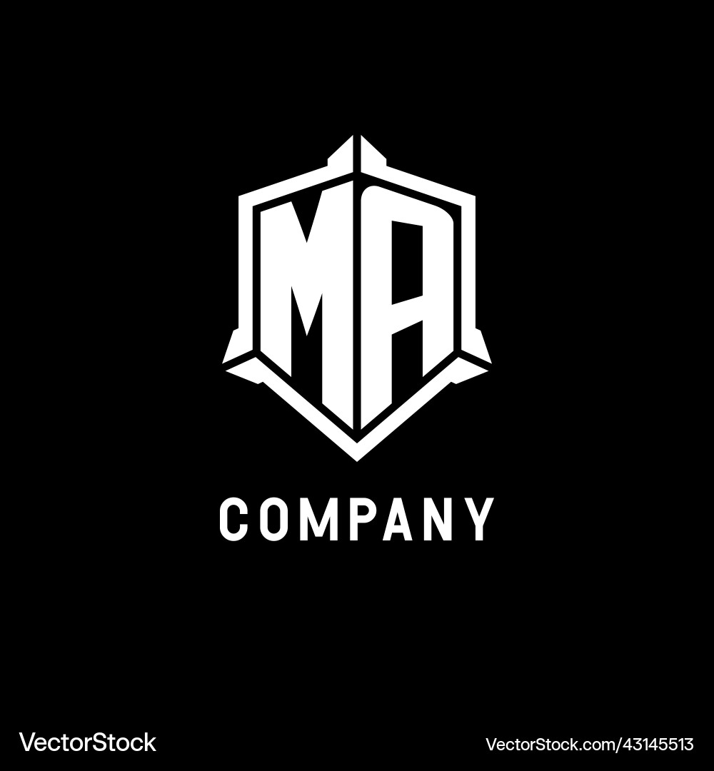 Ma logo initial with shield shape design style Ma logo initial with shield shape design style Vector Image