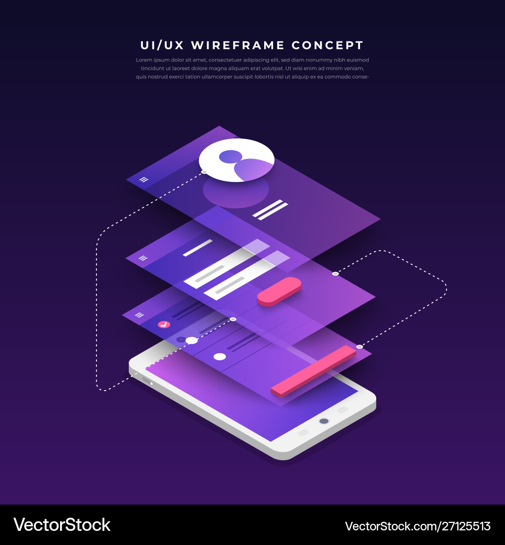 Mobile App Flowchart UI Mockups vector image