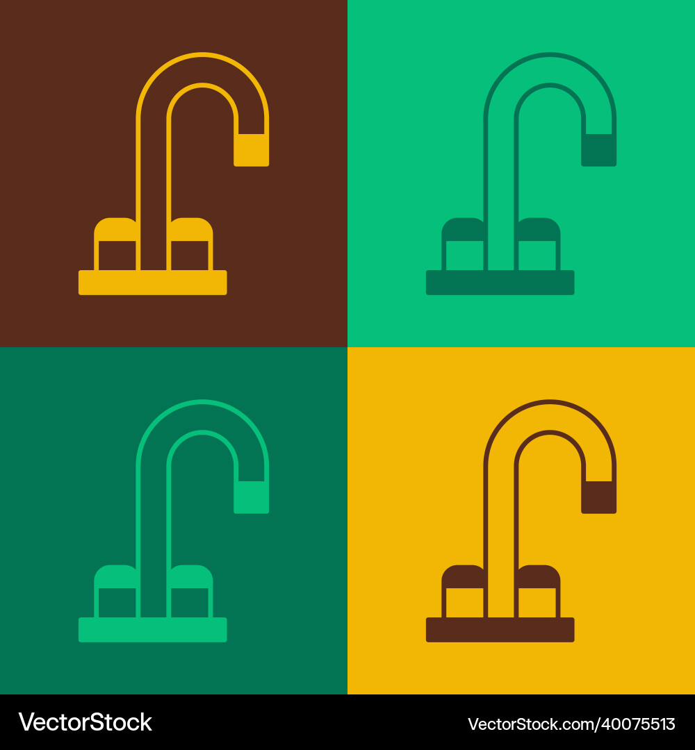 Pop art water tap icon isolated on color Vector Image
