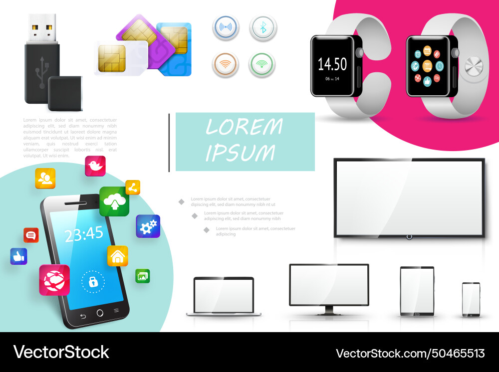 Realistic digital devices composition Royalty Free Vector