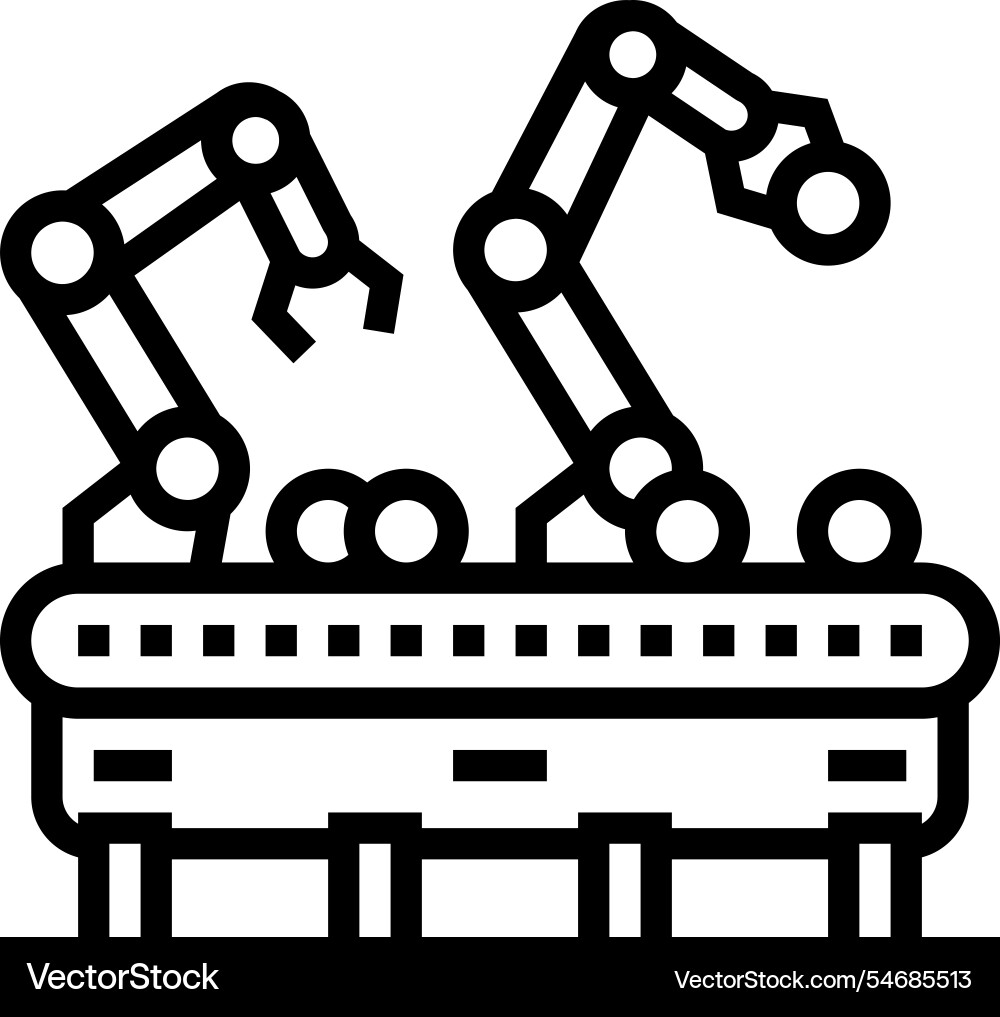 Robotic sorting system robot harvests line icon Robotic sorting system robot harvests line icon Vector Image