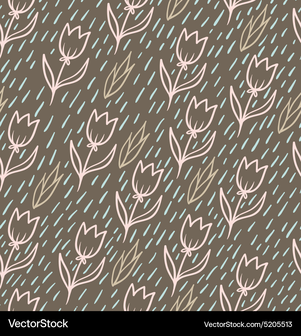 Seamless pattern with tulips backdrop endless vector image