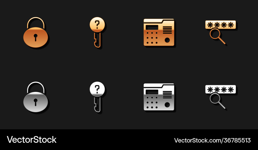 Set lock undefined key house intercom system Vector Image