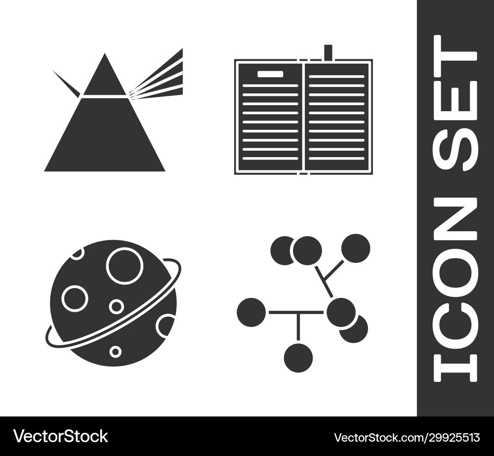 Set molecule light rays in prism planet and open Set molecule light rays in prism planet and open Vector Image