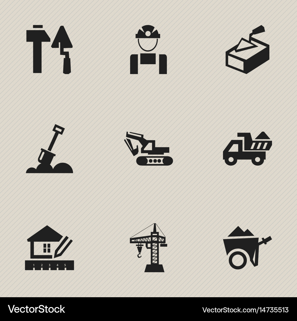 Set of 9 editable building icons includes symbols Vector Image