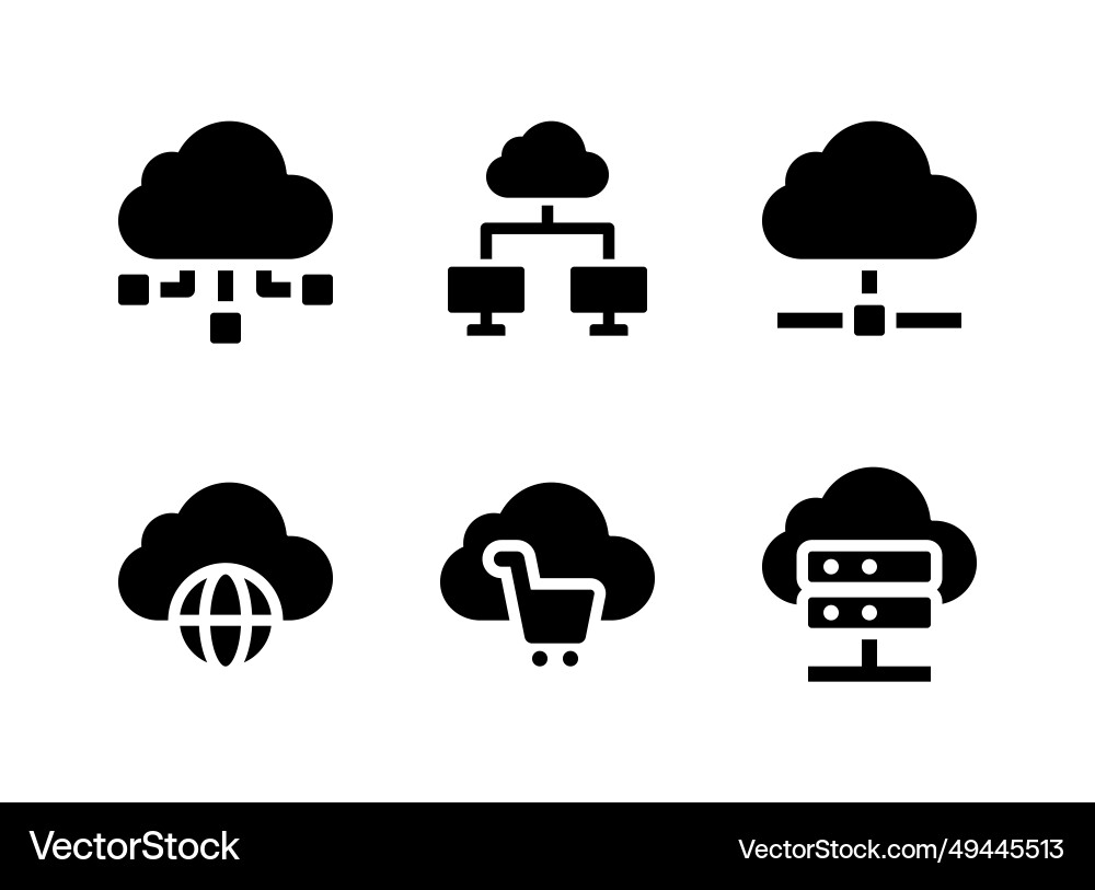 Simple set of cloud computing solid icons Vector Image