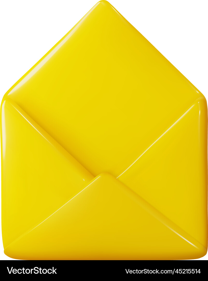 3d open empty mail envelope folded up Vector Image