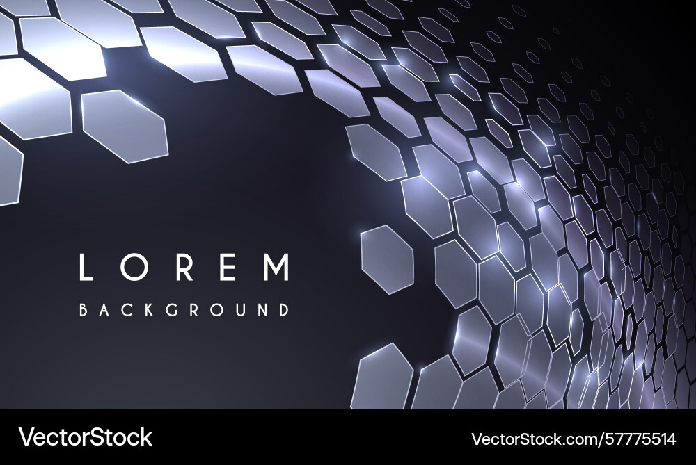 Abstract hexagonal metal shapes background vector image