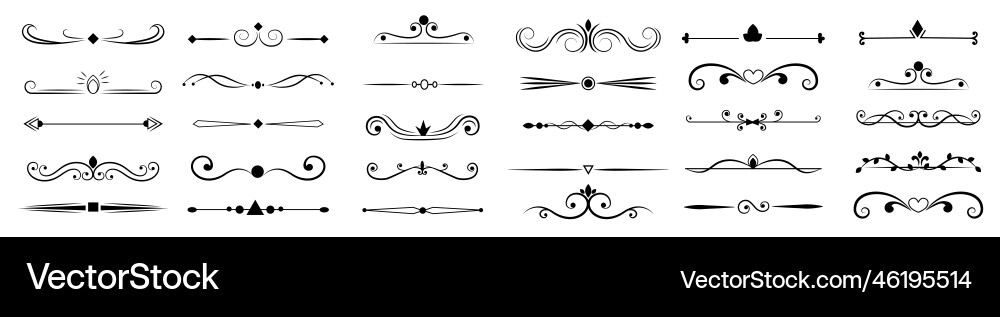 Calligraphic Scroll Divider Elements vector image