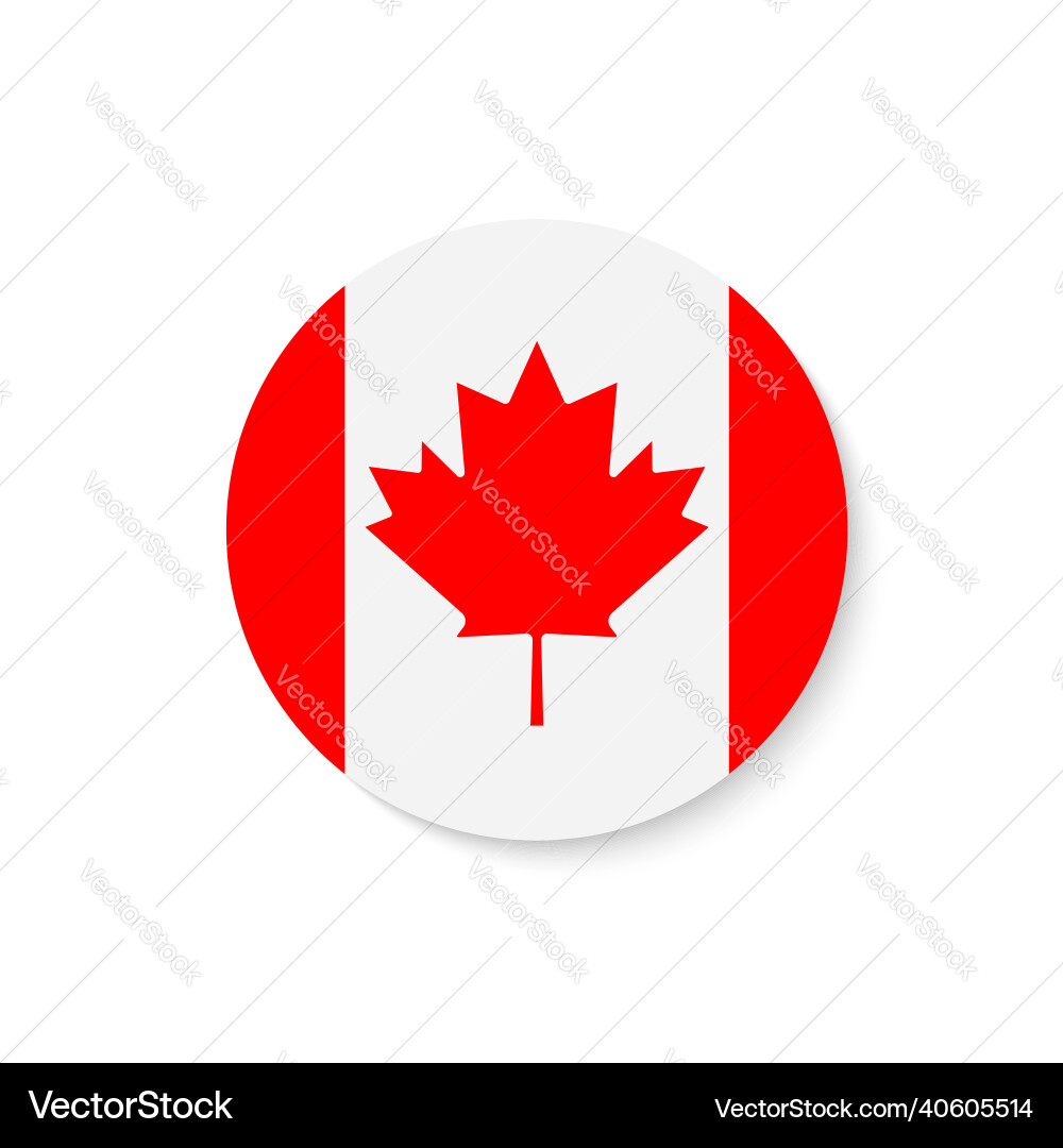 Canadian Maple Leaf Flag Circle Vector Image