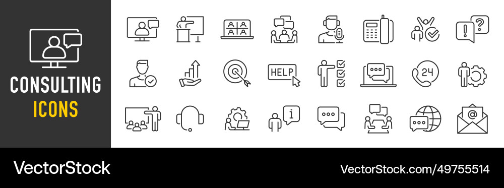 Consulting web icons in line style consultation Vector Image