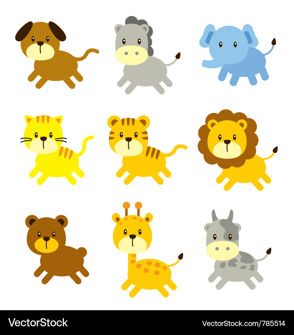 Cute Cartoon Animals Vector Image