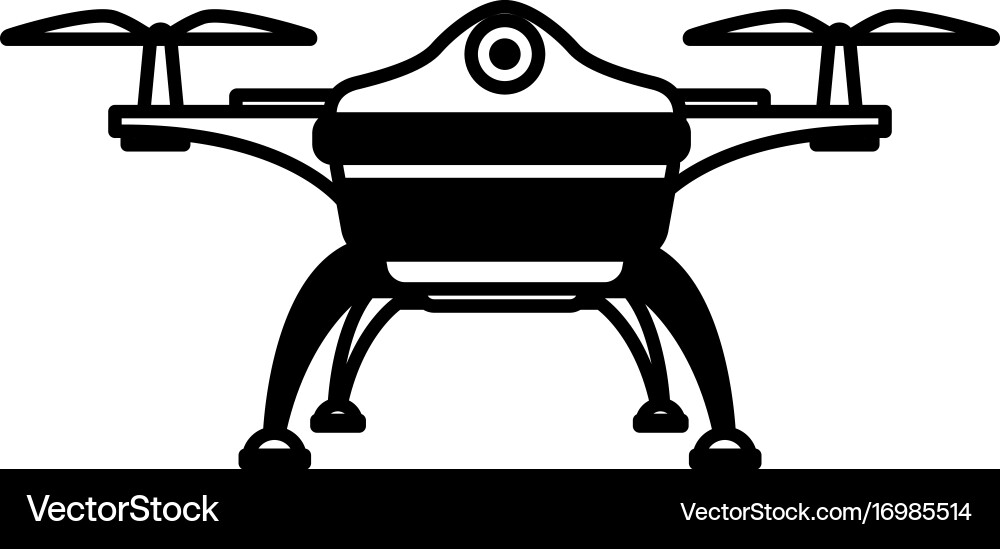 Drone with action camera front view technology Vector Image