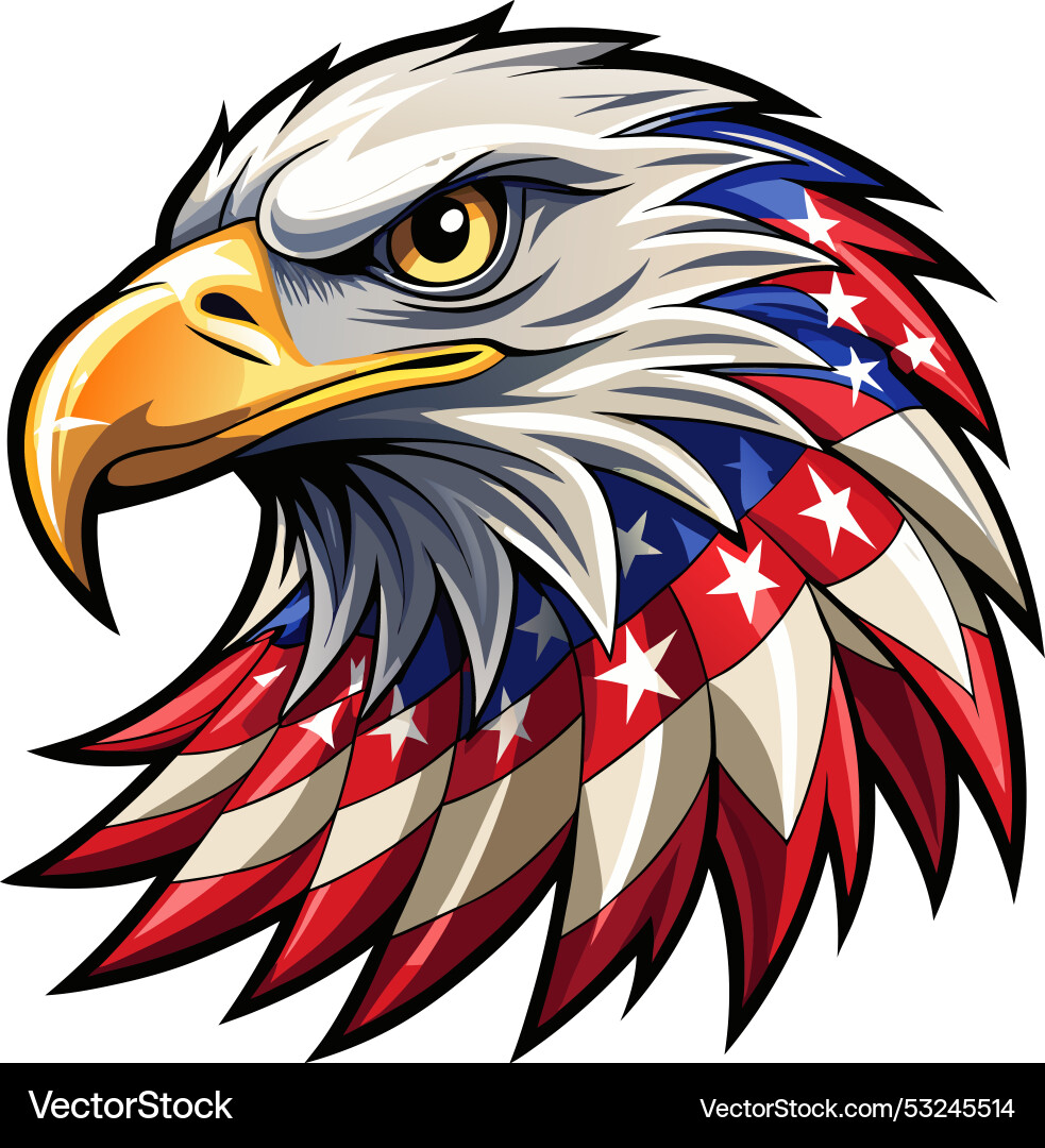 Eagle head with american flag pattern Royalty Free Vector