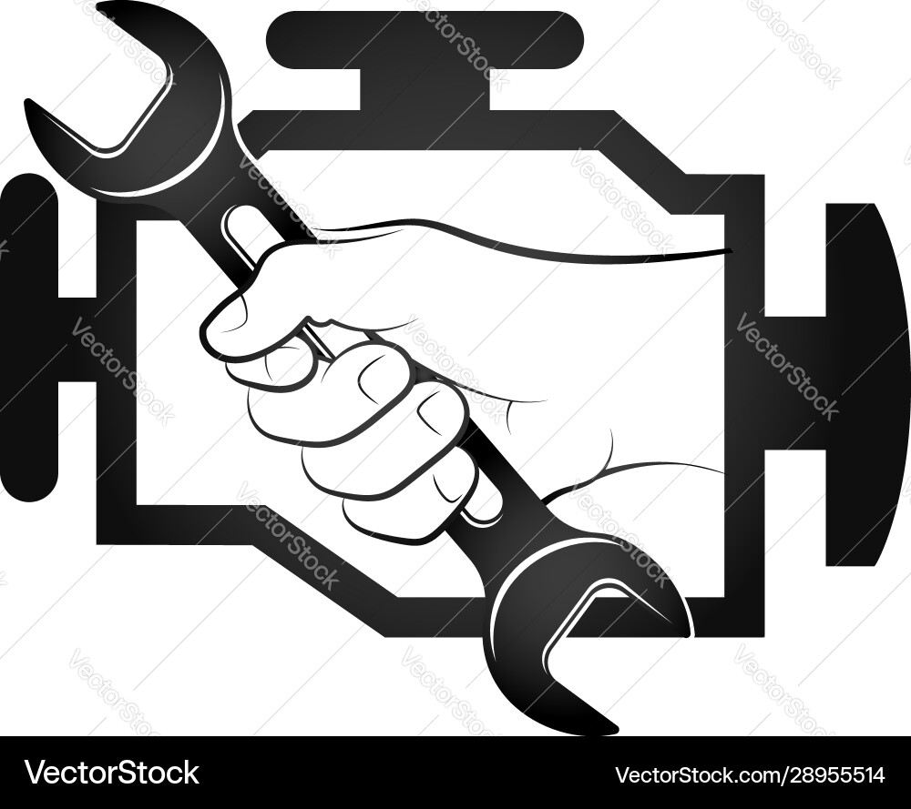 Engine Check Symbol with Wrench Vector Image