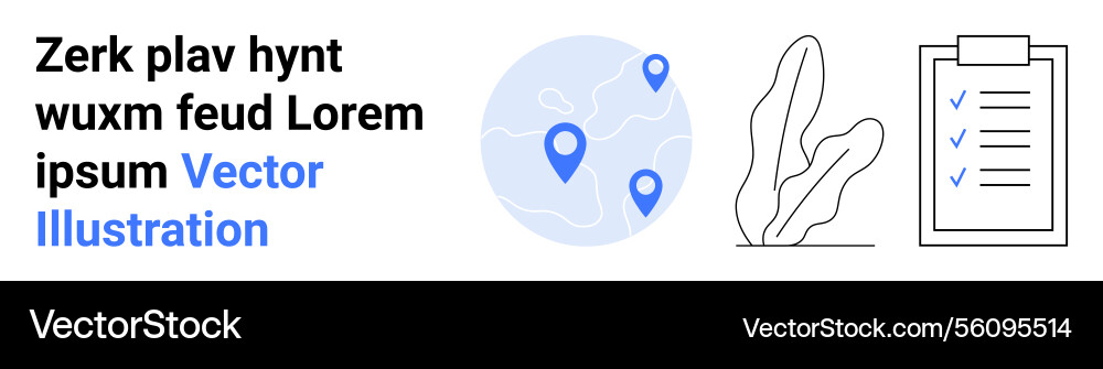 Geolocation pins on global map with checklist Geolocation pins on global map with checklist vector image