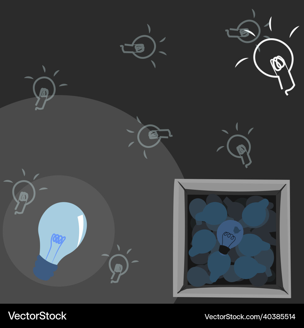 Glowing light bulb drawing in box displaying Vector Image