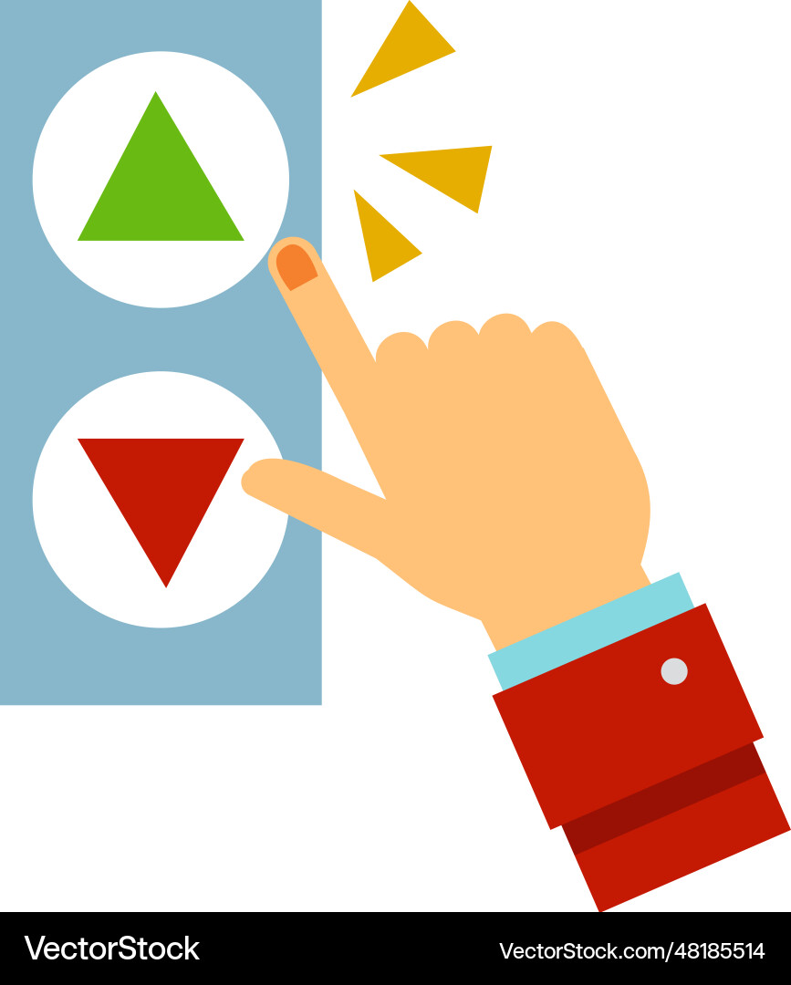 Hand pushing elevator buttons icons Vector Image